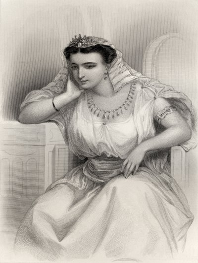 صورة كليوباترا السابعة (69-30 قبل الميلاد) من كتاب "نساء العالم البارزات" بقلم ماري كاودن كلارك ، 1858 بواسطة بيير جوستاف يوجين ستال